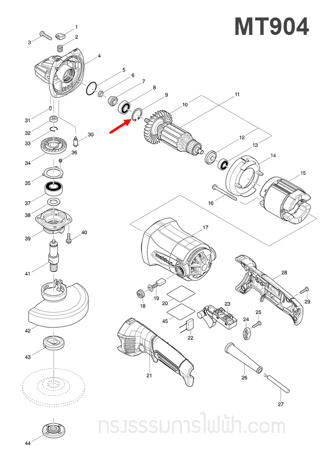 RETAINING RING R-26 หินเจียร Maktec-มาคเทค, Makita-มากีต้า MT904 [#9], GA4030 [#22] Pn.962105-3 (แท้) ##