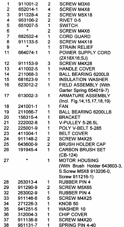 1100 เครื่องกบไสไม้ไฟฟ้า Makita Spare Parts