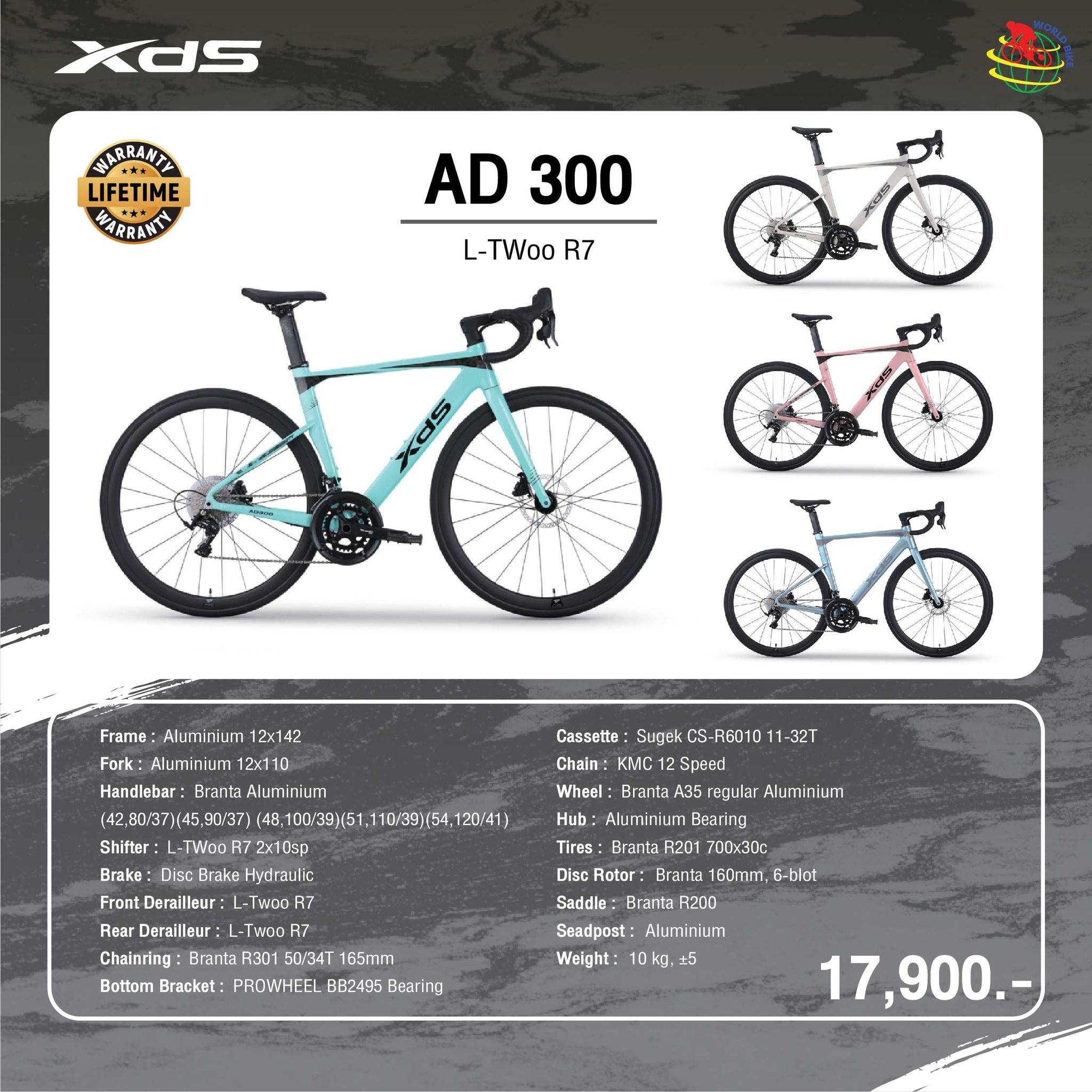 XDS AD300 2025 | จักรยานถนนแอโร่ เฟรมอลูมิเนียม X6 | L-TWoo R7 2x10 Speeds | ดิสก์เบรกน้ำมัน