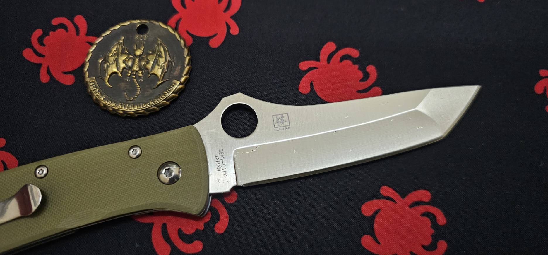 Spyderco Lum Tanto Knife OD Green G-10 (3.9" Satin M390)