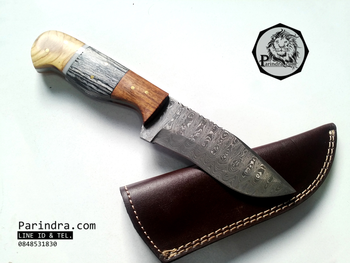 มีดดามัสกัส (Damascus) ด้ามไม้ ขนาด 9 นิ้ว ตีพับ 200 ชั้น นำเข้าจาก ปากีสถาน DPK006