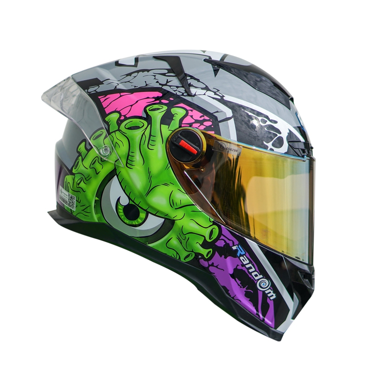 หมวกกันน็อคเต็มใบ RD RANDOM CZR-BT รองรับติดตั้งบลูทูธ **แถมฟรีชิลด์แต่ง+ถุงผ้าใส่หมวกRD ลาย BIO-19:เทาเงา