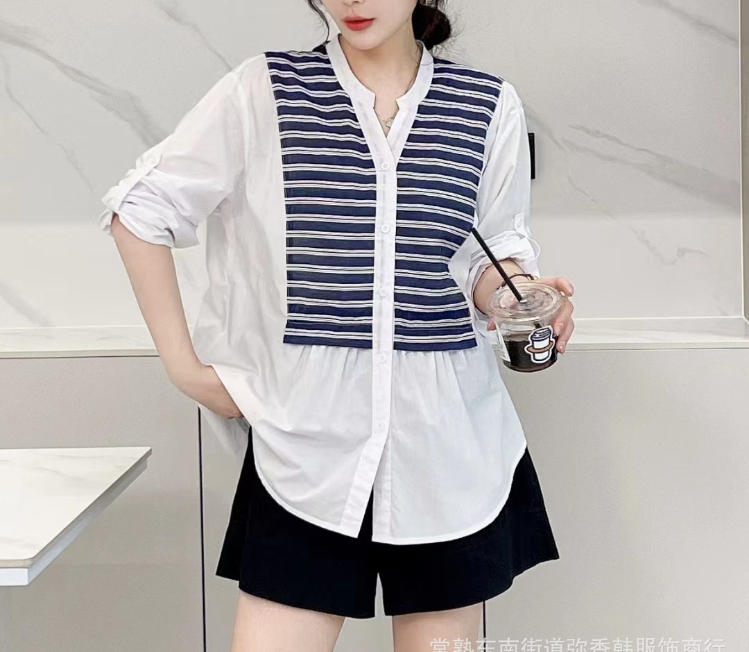 เสื้อผ้าฝ้ายต่อลายผ้าลายทาง