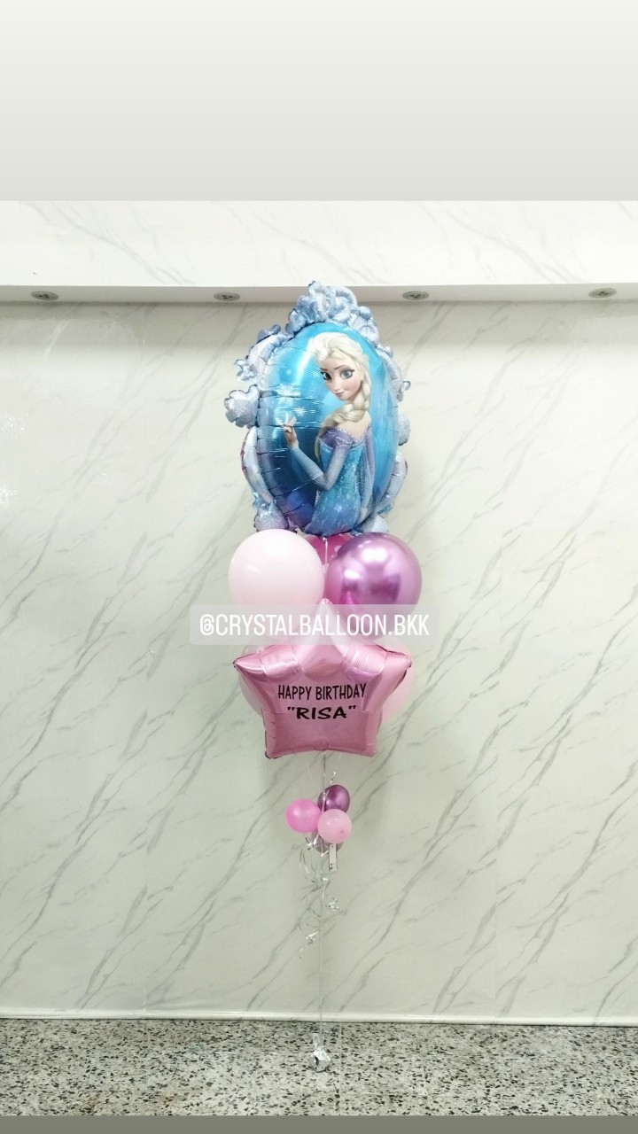 ลูกโป่ง วันเกิดเด็ก Theme Frozen Anagram พิมพ์ 2 ด้าน ช่อ 7 ลูก 1 ช่อ พร้อม ฟอยล์ดาว ขนาด 24" 1 ชิ้น พร้อมตกแต่ง สามารถเปลี่ยนสีลูกโป่ง/เปลี่ยนข้อความ/เปลี่ยนสี-ฟอยล์ตกแต่งได้
