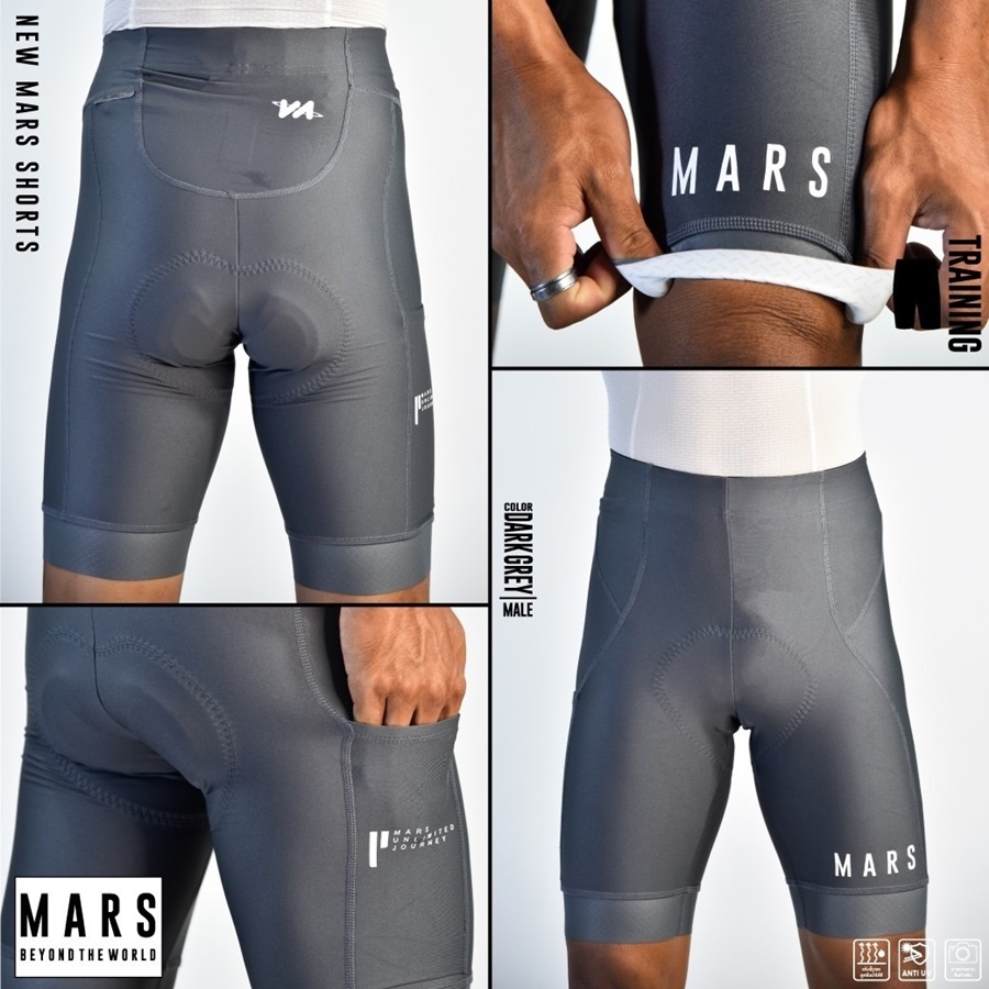 กางเกงปั่นจักรยานขาสั้น MARS รุ่น Training รุ่นใหม่ล่าสุด เนื้อผ้าทำมาจากวัสดุโพลีเอสเตอร์ ไนลอน ไลคร่า และ สแปนเด็กซ์ เจเนเรชั่นใหม่ ระบายเหงื่อได้ดีเยี่ยม 2025