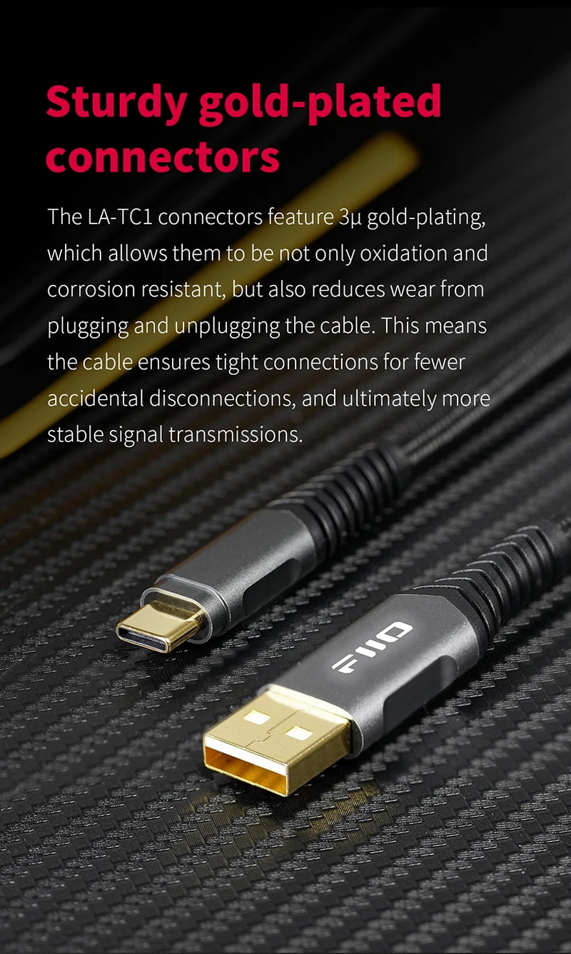 FiiO LA-TC1 สายชาร์จ/สายดาต้า USB TypeA เป็น TypeC สำหรับ เครื่องเสียง, DAC, PC, Smartphone
