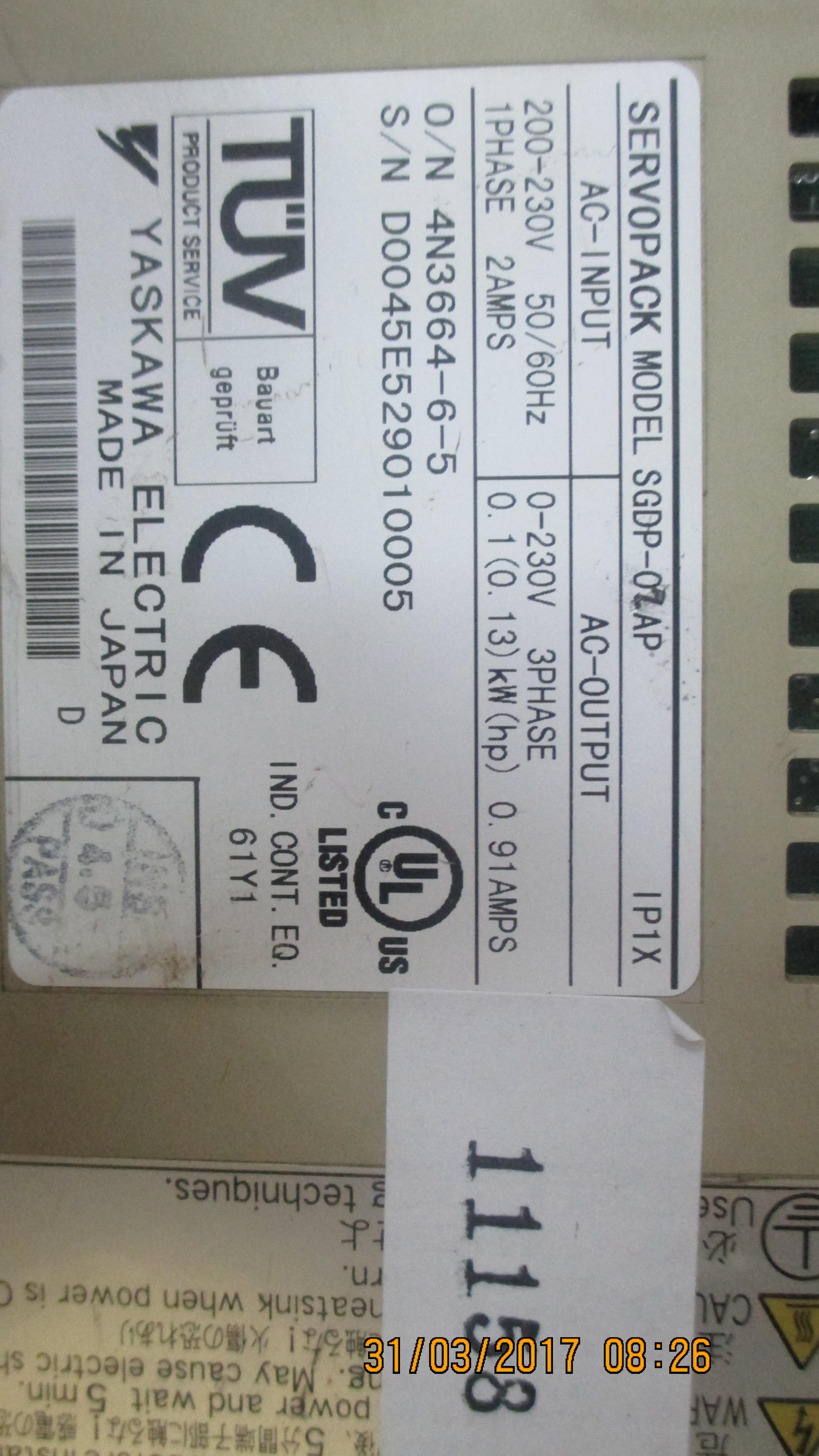 SERVO DRIVE “ YASKAWA ” รุ่น SGDP-02AP