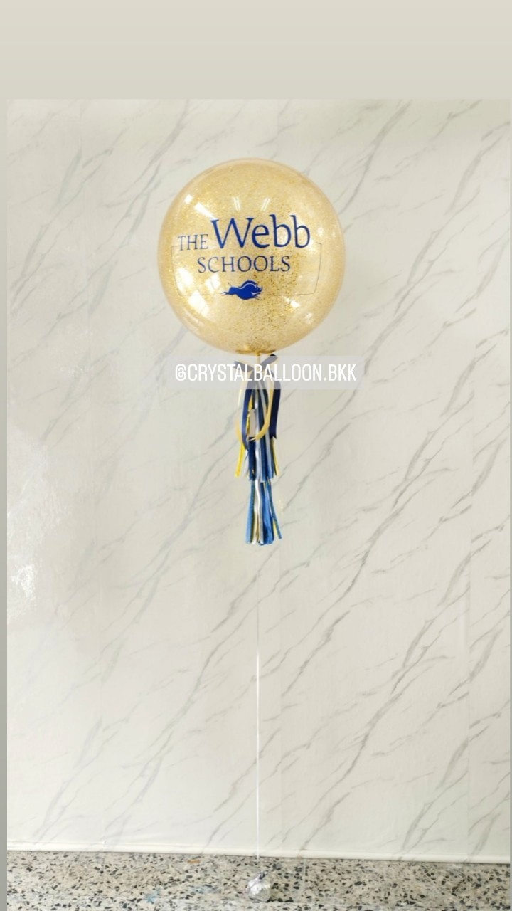 ลูกโป่ง เปิดงาน Bubble ขนาด 24" กลิตเตอร์สีทอง พร้อมตกแต่ง สามารถเปลี่ยนสีลูกโป่ง/เปลี่ยนข้อความ/เปลี่ยนขนาดได้