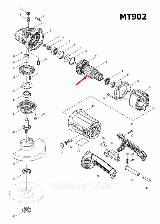 ทุ่น (เกรดดี) หินเจียร 7 นิ้ว Makita มากีต้า GA7020, GA9020, M9000B Maktec MT900, MT901, MT902, MT903