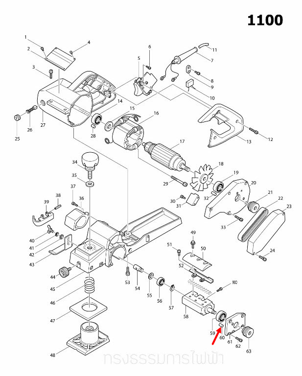 สลักยาง Makita 1100, 2414, 2414NB, 3501N, MT871, 1804N, 1805N, 5103N, 5201N, 5401N, 5402 Pn. 263005-3 (แท้)