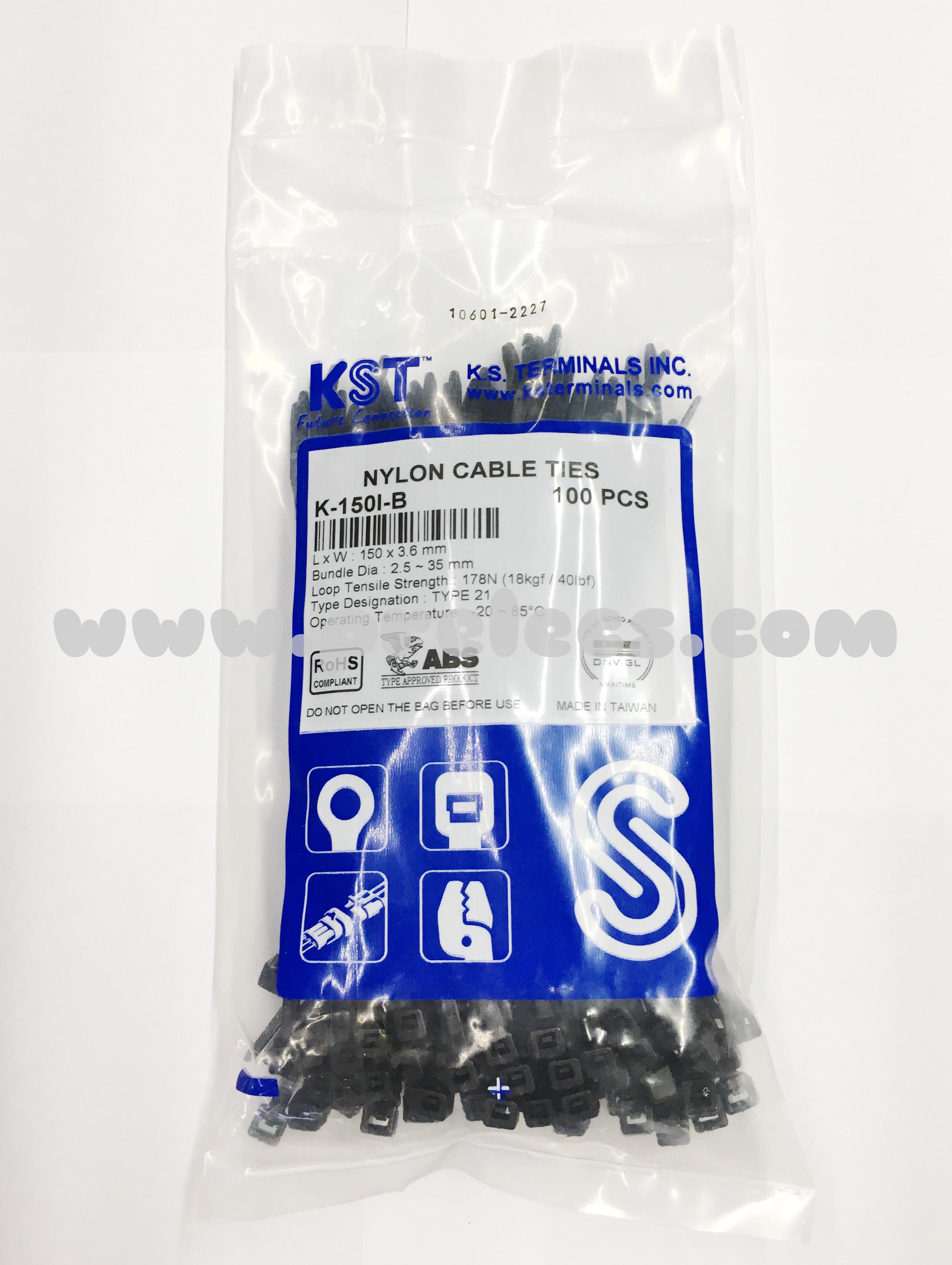 Cable Tie ยี่ห้อ KST (TAIWAN) 6นิ้ว สีดำ
