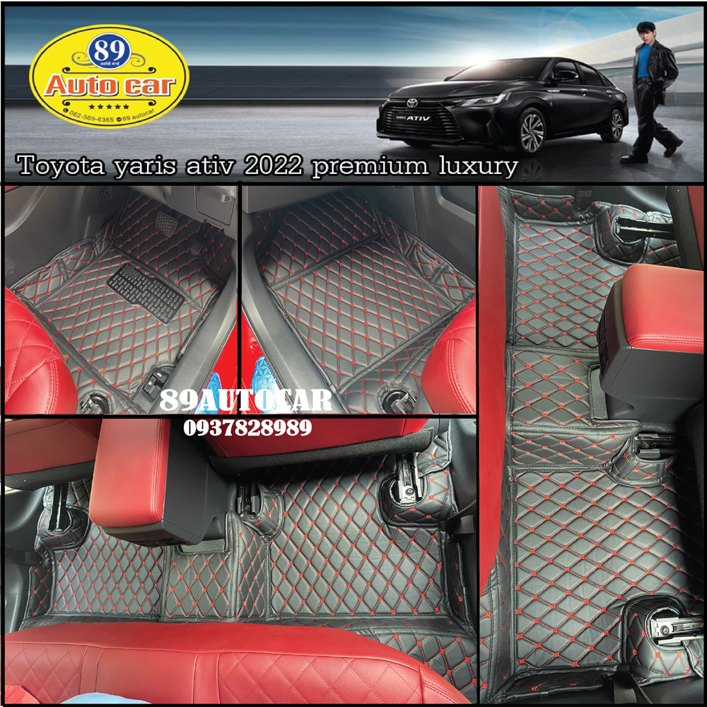 พรมปูพื้นรถยนต์ All New Toyota Yaris Altiv 2022-2023 ปูพรมหกดี สีดำด้ายแดง