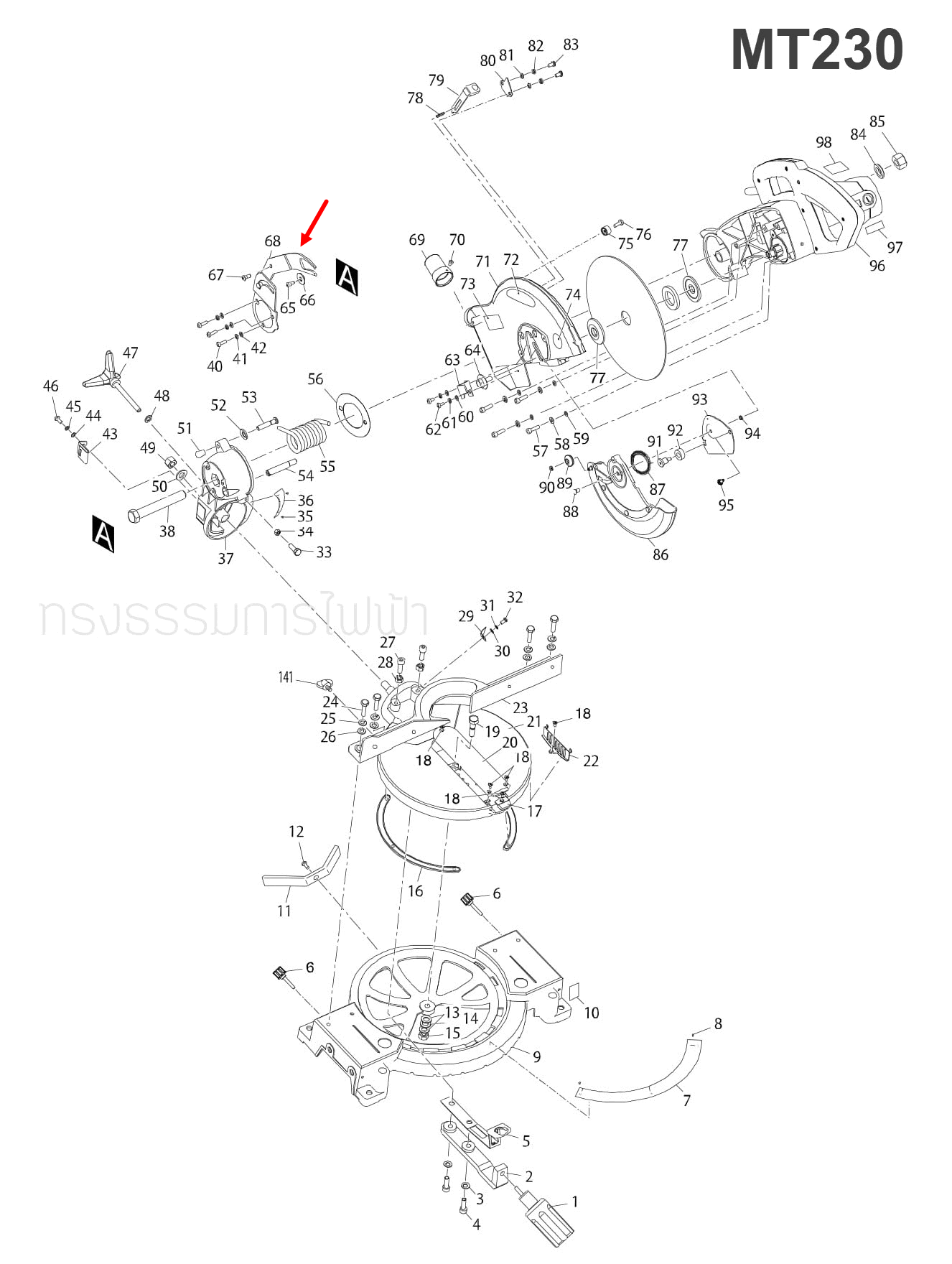 LINK COMP แท่นตัดองศา Maktec มาคเทค, Makita มากีต้า MT230 [#68], M2300, M2300B [#6] Pn.JM23000058 (แท้) ##