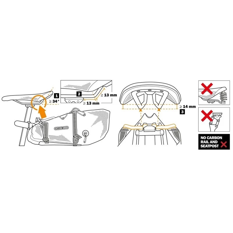 กระเป๋าใต้อานทัวร์ริ่ง Ortlieb Bikepacking Seat-Pack QR กันน้ำ 100% แข็งแรง ทนทาน มีแถบสะท้อนแสง 3M กระเป๋ารับน้ำหนักได้ 3-5 กิโลกรัม จากประเทศเยอรมัน