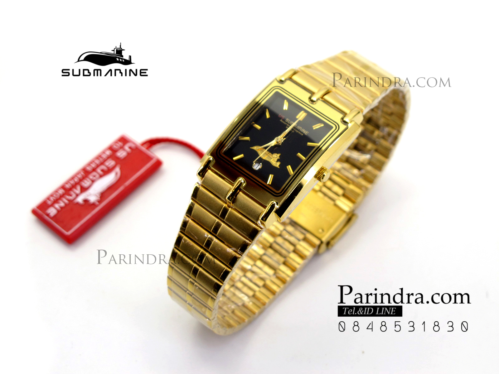 นาฬิกา US submarine รุ่น SUB1001M เรือนใหญ่ สายสแตนเลสสีทองหน้าปัดสีดำ