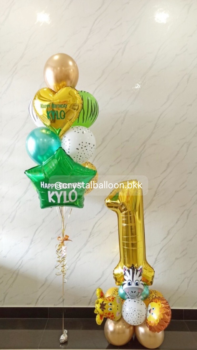 ลูกโป่ง วันเกิดเด็ก ฟอยล์ตัวเลข ขนาด 40" ตั้งฐาน 1 ชิ้น พร้อม ช่อลูกโป่งฟอยล์หัวใจ ขนาด 18",ฟอยล์ดาว ขนาด 24" ช่อ 10 ลูก 1 ช่อ พร้อมตกแต่ง สามารถเปลี่ยนสีลูกโป่ง/เปลี่ยนข้อความ/เปลี่ยนสี-ฟอยล์ตกแต่งได้