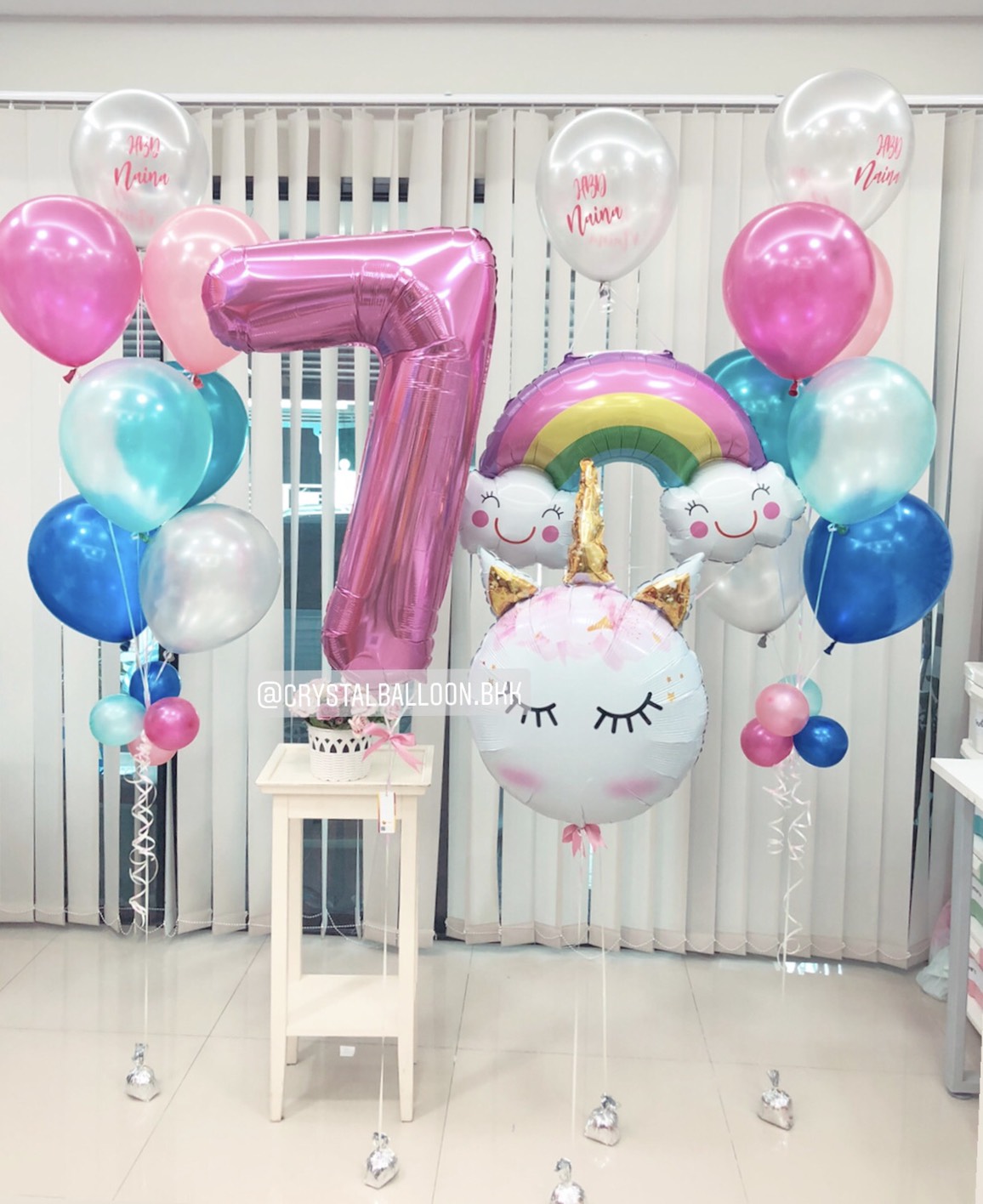 ลูกโป่ง วันเกิดเด็ก Theme Unicorn+สายรุ้ง พร้อม ช่อลูกโป่ง ช่อ 7 ลูก 2 ช่อ พร้อม ฟอยล์ตัวเลข ขนาด 40" 1 ชิ้น พร้อมตกเเต่ง สามารถเปลี่ยนสีลูกโป่ง/เปลี่ยนข้อความ/เปลี่ยนสี-ฟอยล์ตัวเลข/เปลี่ยนฟอยล์ตกแต่งได้