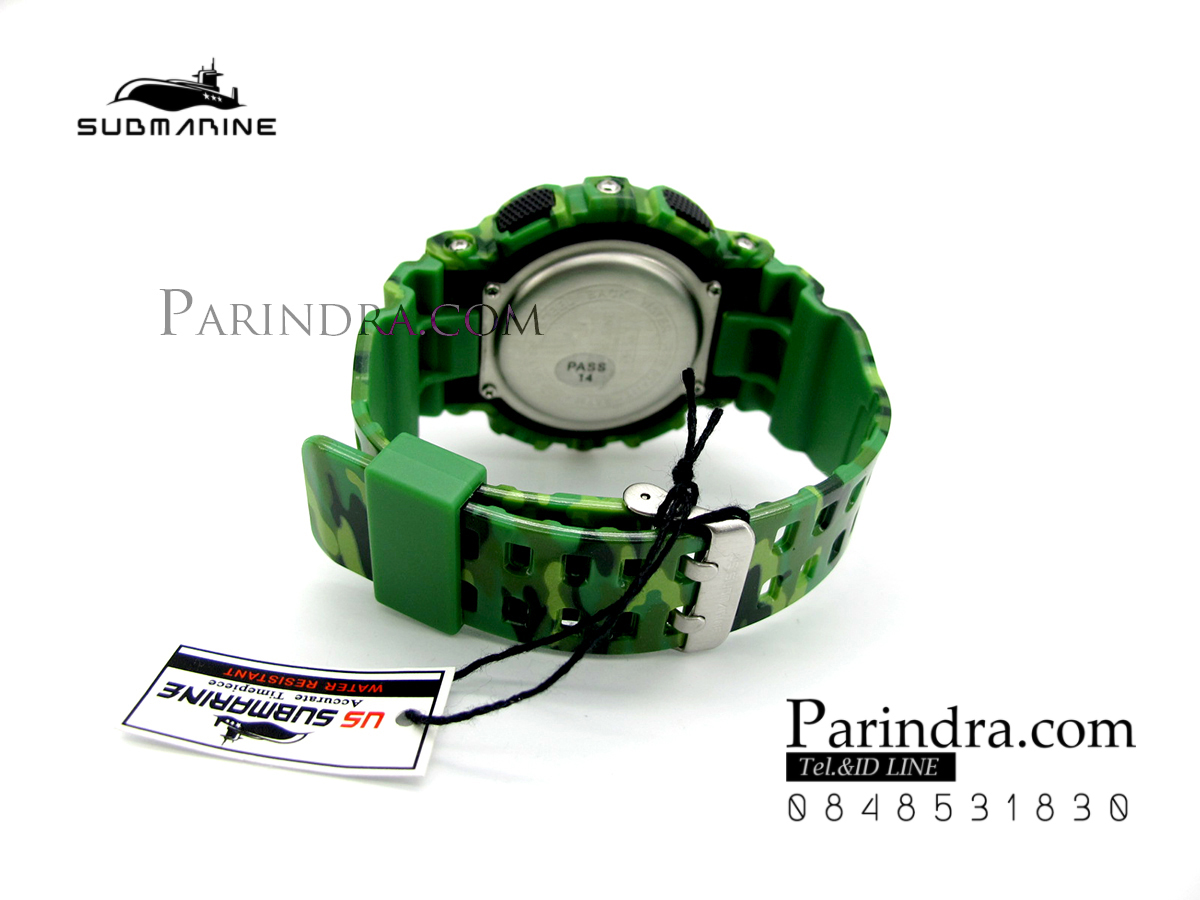 นาฬิกา US submarine รุ่น TP3176M (Military) สีลายพรางทหารสีเขียว หน้าปัดพื้นเขียว