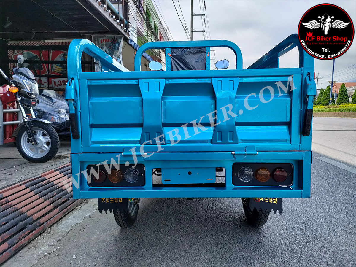 รถบรรทุกสามล้อไฟฟ้าเอนกประสงค์ มอเตอร์ 850w แบตเตอรี่ 72v 20 ah สามารถบรรทุกของหนักได้ 600 kg. ใช้ขนย้ายพืชผลทางการเกษตรได้ ไปสวนไปไร่ไปนา ขนของ ขนดินทราย เหมาะกับการใช้งานได้ทุกประเภท
