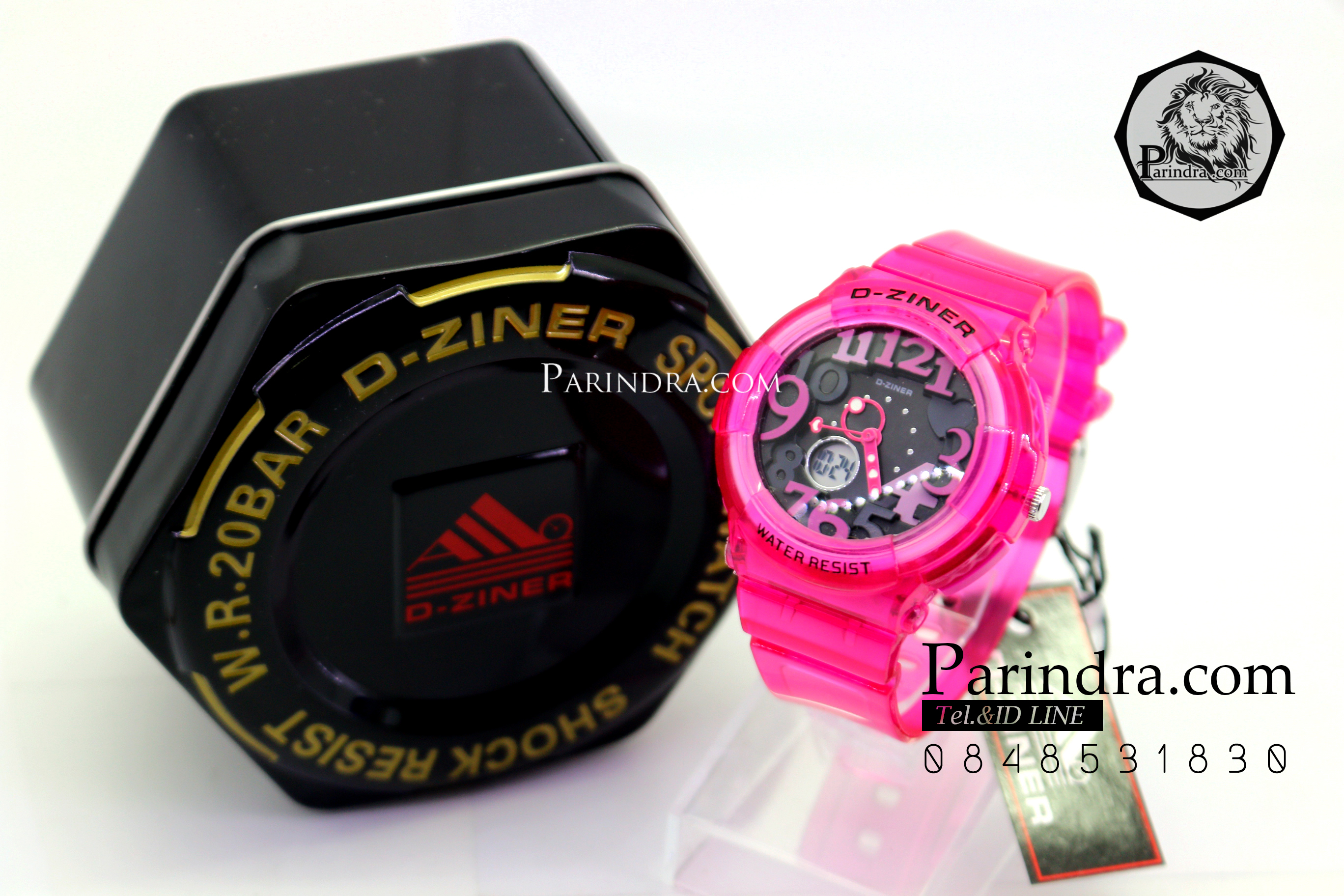 นาฬิกา D-ZINER สายซิลิโคนใส หน้าปัดดำ ตัวเลขหลากสี