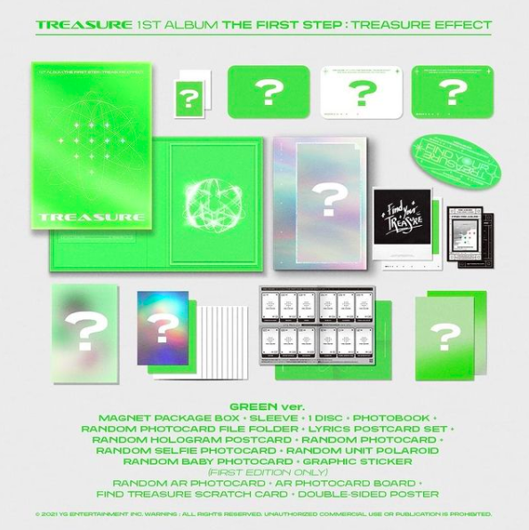 อัลบั้ม #อัลบั้ม #TREASURE] 1st ALBUM [THE FIRST STEP : TREASURE EFFECT (ไม่มีโปสเตอร์) : GREEN ver.