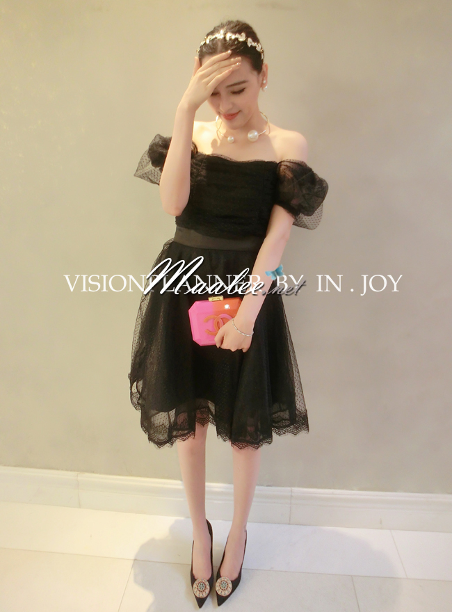 พร้อมส่ง ชุดออกงาน ชุดเดรสสั้น สีครีม Apricot