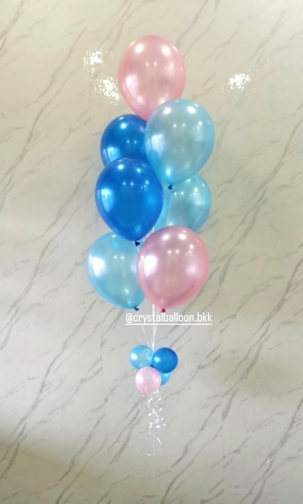 ลูกโป่ง วันเกิด ช่อลูกโป่ง ช่อ 7 ลูก 1 ช่อ สีฟ้ามุก/น้ำเงินมุก/ชมพูมุก พร้อมตกแต่ง สามารถเปลี่ยนสีลูกโป่งได้