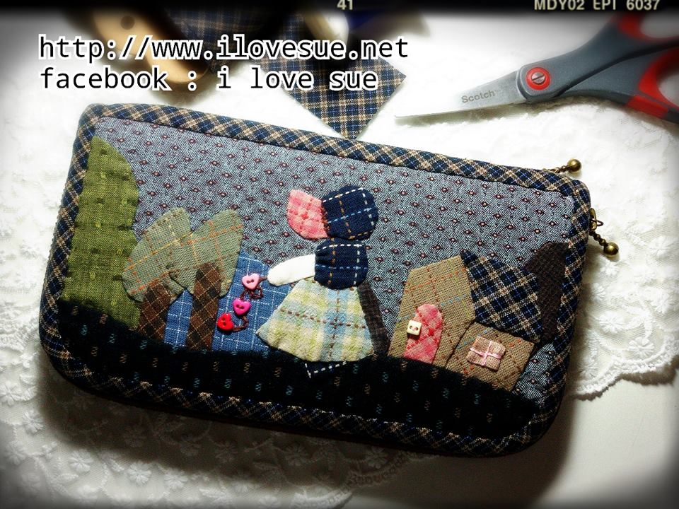 กระเป๋าเงินใบยาว ผ้าทอญี่ปุ่น เทคนิค Applique - สินค้าสั่งทำ