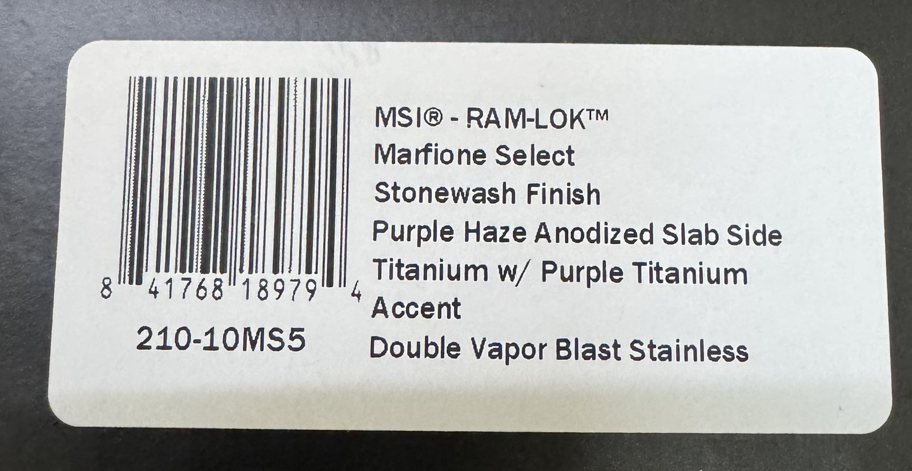 Microtech Marfione Select MSI RAM LOK Purple Haze Titanium Handles w/ Purple Accents & Stonewash M390MK