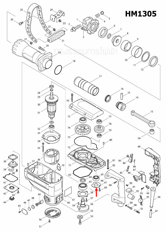 BEARING RETAINER 48 สกัด เจาะพื้น Makita HM1305 [#67] Pn.285717-8 (แท้) ##