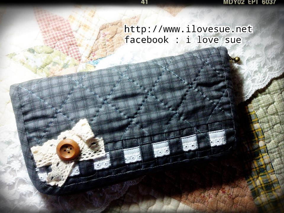 กระเป๋าสตางค์ใบยาว ลายสก๊อตสีเทาเข้ม - สั่งทำได้ค่ะ ราคานี้ส่งฟรี
