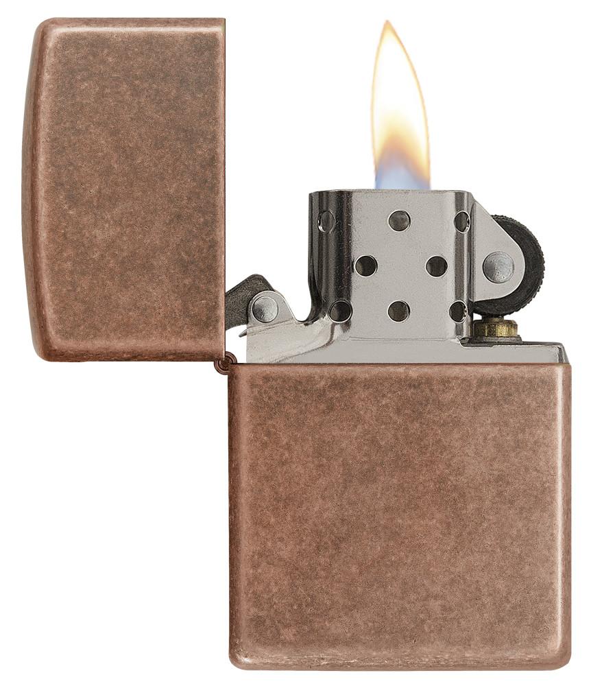 ไฟแช็คซิปโป้ ผิวลายทองแดงโบราณ Zippo 301FB Antique Copper Reddish Bright Metallic แท้นำเข้า 100%
