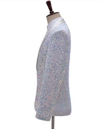 Pre-order เสื้อสูทชาย สูทแฟชั่น สูทกลิตเตอร์ สีขาว