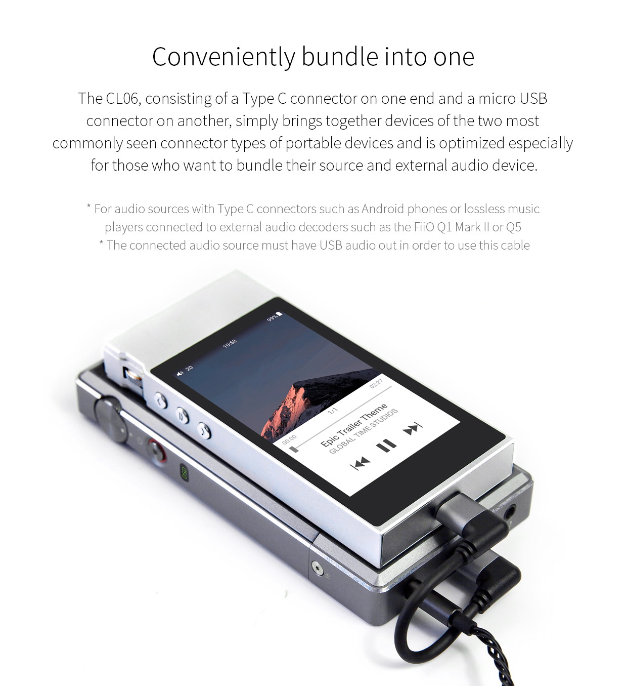 ขาย FiiO CL06 สายแปลง USB Type C เป็น micro USB