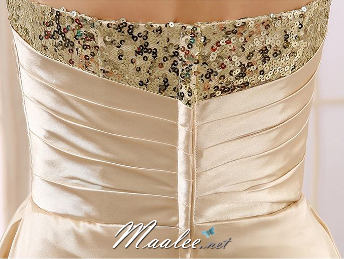 พร้อมส่ง ชุดราตรีสั้น เกาะอก เซ็กซี่หน้าสั้นหลังยาว แต่งเลื่อมประดับเข็มกลัด สีฟ้า