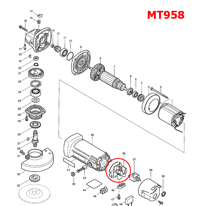ฝายึดสวิทช์ หินเจียร Maktec MT950, MT954, MT958