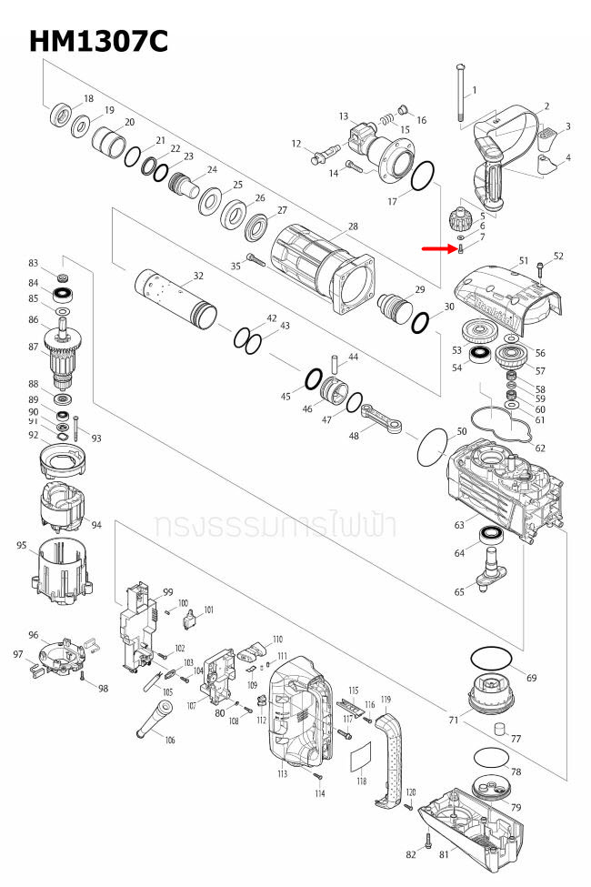 น๊อต M5X16 แท่นไสไม้ Makita 2012NB [#57,63,81,90], HM1307C [#7] Pn.922221-3 (แท้) ##