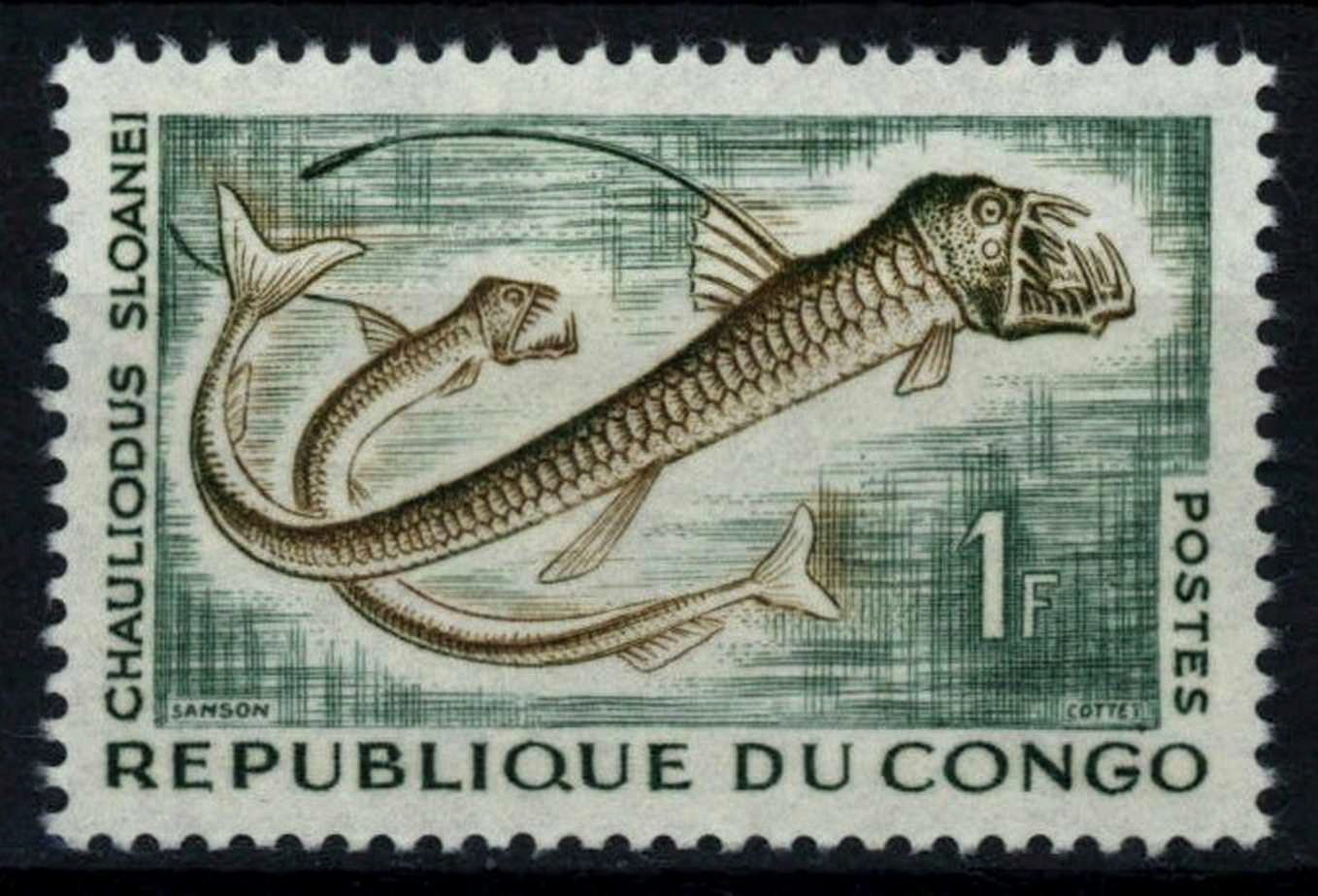 แสตมป์คองโก ชุด DEEP SEA FISH ปลาใต้ทะเลลึก ปี 1961 - CONGO