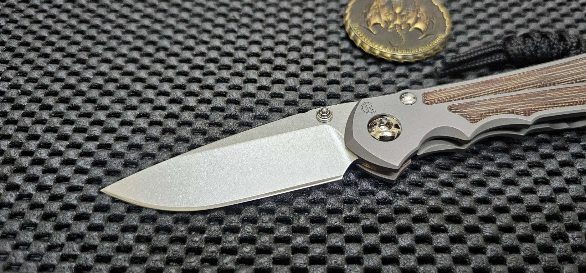 Chris Reeve Small Inkosi lnlay Drop Point Natural Canvas Micarta Glass Blasted CPM Magnacut