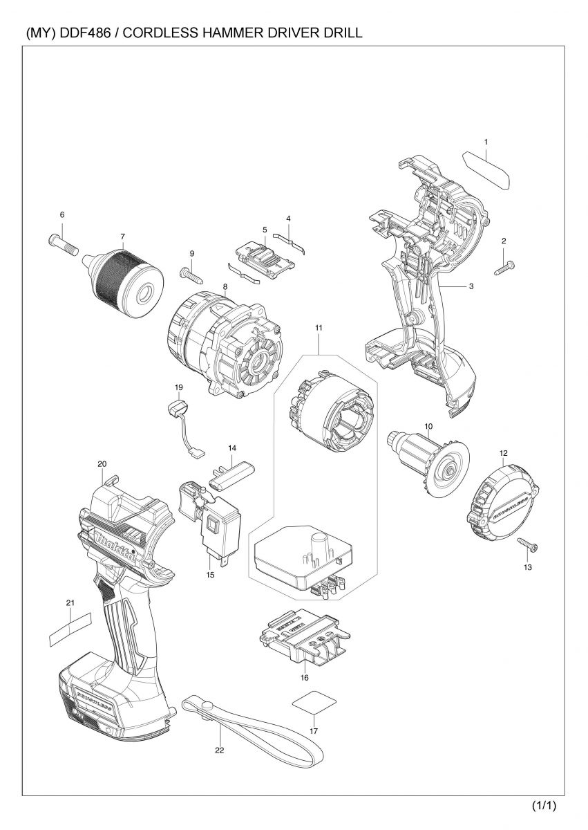 DDF486 สว่านไร้สาย Makita Spare Parts