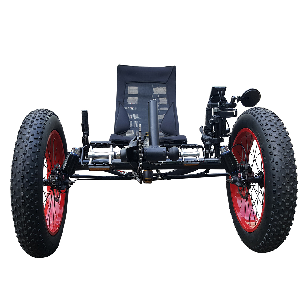 TrikExplor FE-326 Rugged Terrain Fat Tire Recumbent Trike with Bafang 48V 500W Mid-Drive Motor