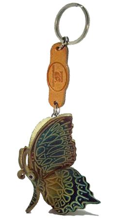 พร้อมส่ง พวงกุญแจหนังแท้ Handmade รูปผีเสื้อ