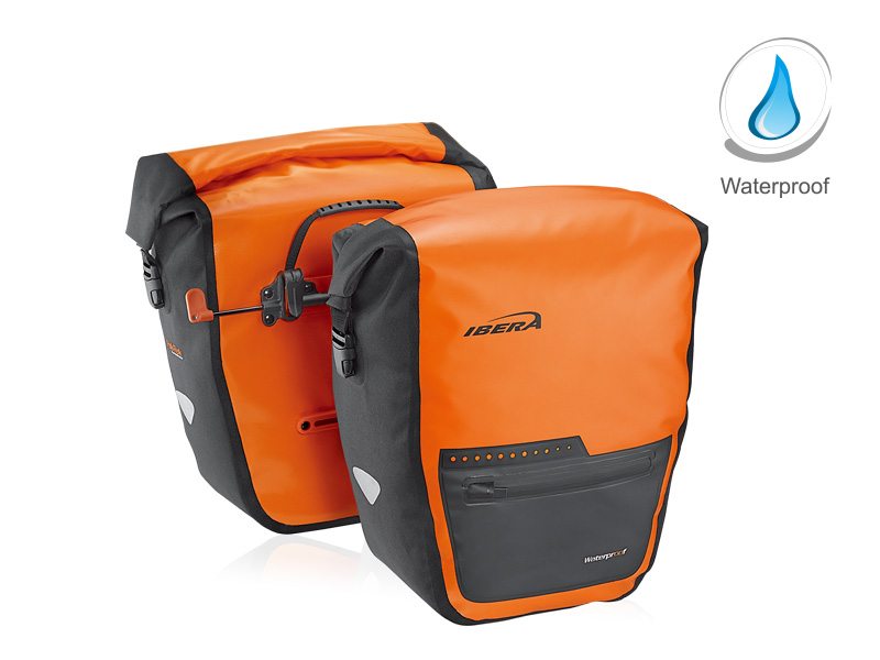 กระเป๋าแพนเนียร์ปลดเร็ว ขั้นเทพ IBERA PakRak Waterproof Panniers, 30ลิตร, IB-BA20-O กันน้ำ สีส้ม (ต่อคู่)