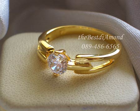 แหวนเพชรเม็ดเดี่ยว ขนาด 30 สค น่ารักมาก เพชรไม่ใหญ่ค่ะ ใส่ติดนิ้วได้เลย ชุบทองแท้ 24 K หนา 5ไมครอน รหัส BR051