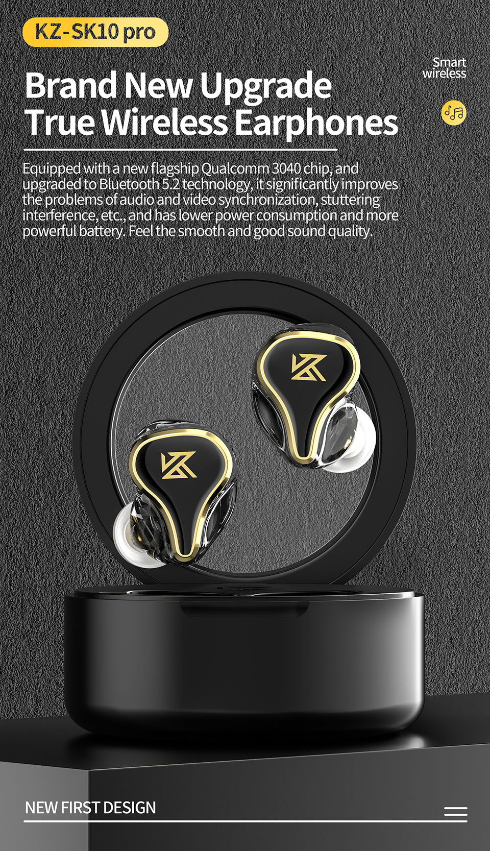 KZ SK10 PRO หูฟัง TWS 2 ไดรเวอร์ 1BA+1DD ประกันศูนย์ไทย