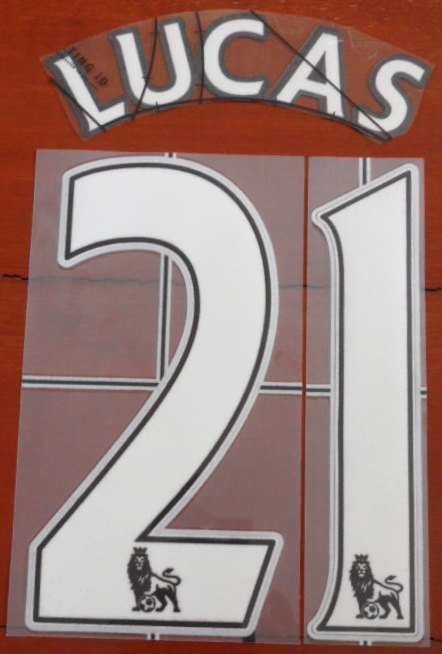 ชุดชื่อและเบอร์ติดเสื้อฟุตบอล #21 ลูคัส สโมสรลิเวอร์พูล (ชุดเหย้า EPL 2007/13) PLAYER SIZE ใหม่ / #21 LUCAS LIVERPOOL Football Club (Home EPL 2007/13) PLAYER SIZE Name and Number Set NEW