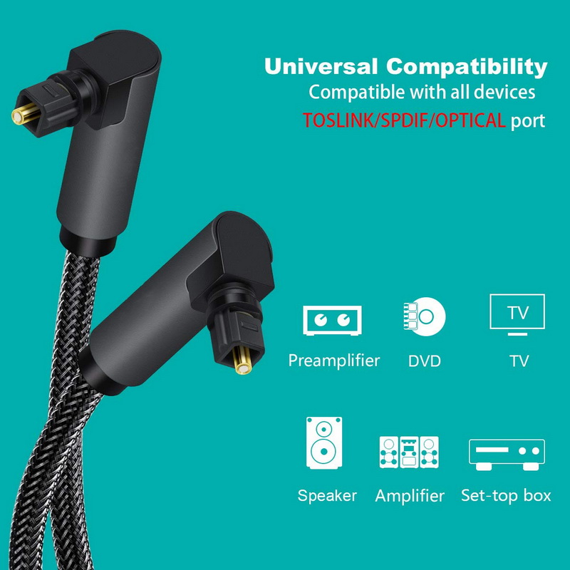 X-Tips BEND สาย Optical หัวงอ 2 ด้าน รองรับ SPDIF 5.1 / 7.1 สายถักหนังงูทนทาน