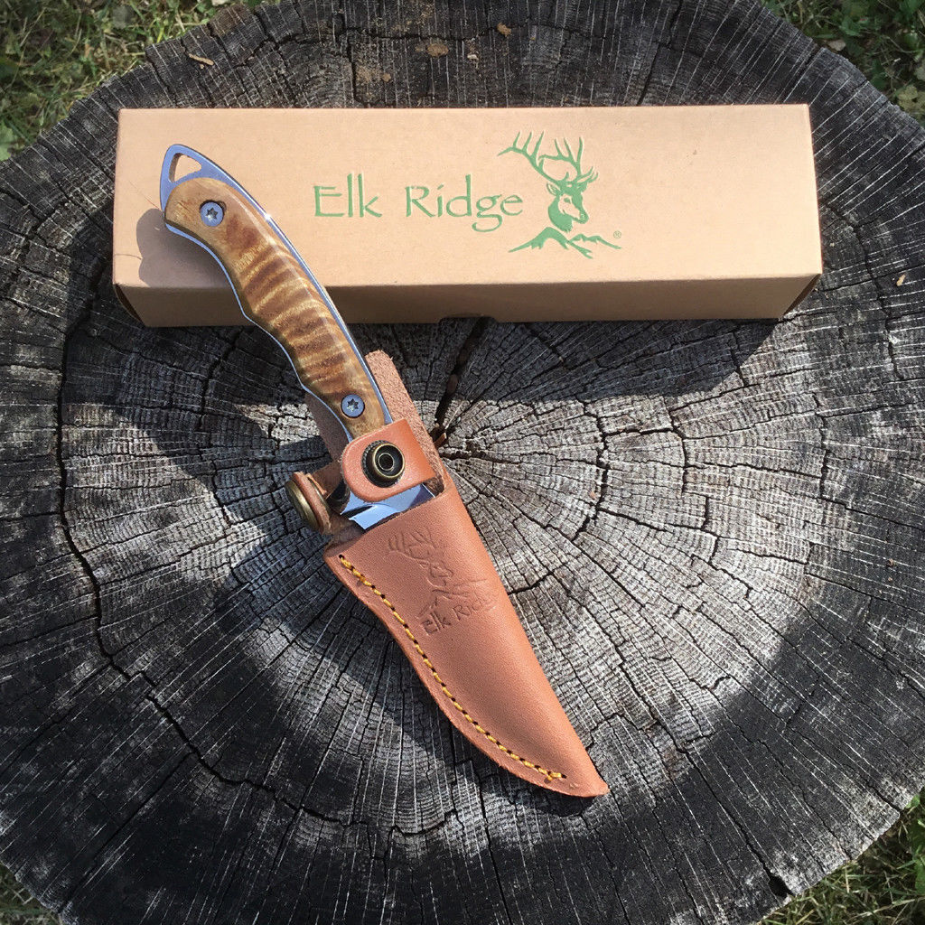 มีดใบตาย Elk Ridge # ER-059 FIXED BLADE KNIFE 7" ด้ามไม้แท้ ของแท้