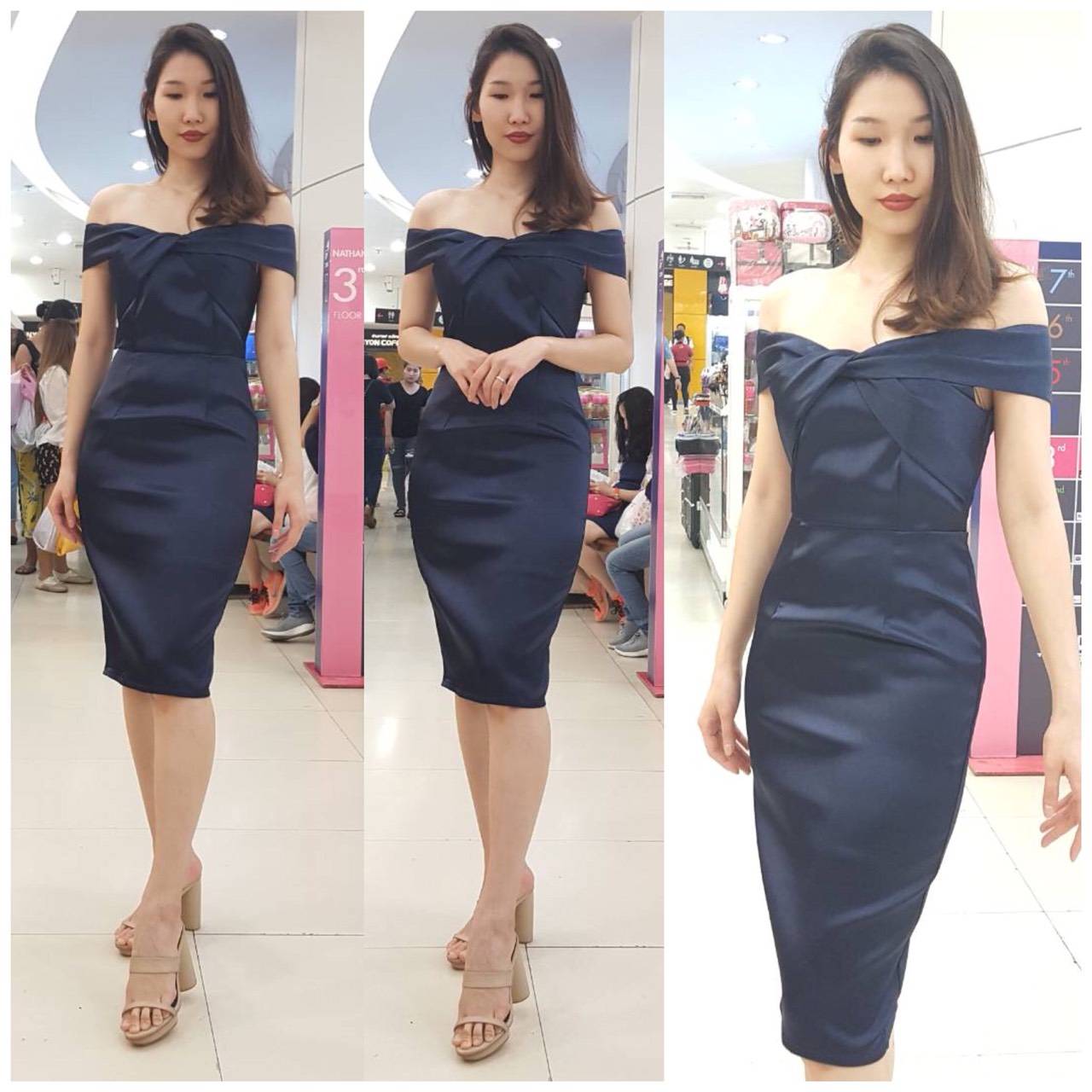 ชุดเพื่อนเจ้าสาว (สั่งตัด) ชุดราตรีสั้น Alyssa - Twist shoulder top & pencil skirt