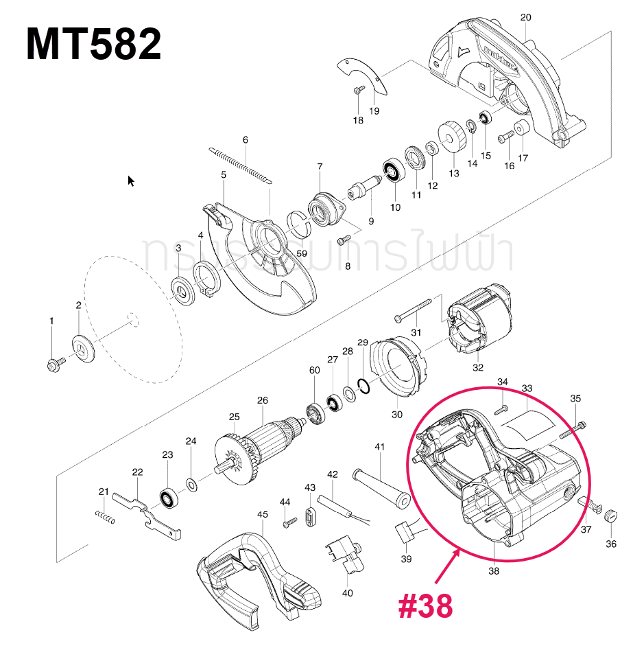 เสื้อฟิลคอยล์ เลื่อยวงเดือน Maktec MT582 [#38] Pn.140586-3 (แท้) ##(*)